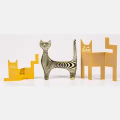 Lucite by Abraham Palatnik, Acrylic Cat with Two Brass Cats Sculptures, offered Sep 2022