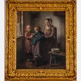 Kitchen Interior with Mother and Child by Hendrik Heyliers, Oil on canvas, offered Aug 2022