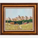 Farm Scene with Mountains by John Lewis Egenstafer, Oil on canvas, offered Aug 2022