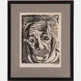 Albert Einstein by Antonio Frasconi, 1952, Woodcut on paper, offered Aug 2022
