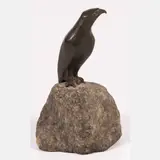 Falcon Perched On Rock by Charles Reussner, Bronze on Granite, offered Aug 2022