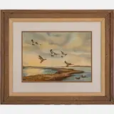 Ducks in a Landscape by Pat Hawkins, Watercolor, offered Aug 2022