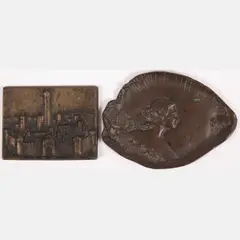 Depicting a Women in Profile,Together with an artist unknown by Bronze Plaque by Jacques Callot, bronze plaque depicting a walled city, offered Aug 2022