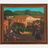 Village Scene with Playing Children by Charles Orloff, Oil on canvas, offered Aug 2022