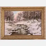 Winter Landscape with River by Joseph L. R. Dande, Oil on canvas, offered Aug 2022