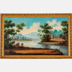 Landscape with River by Zubek, Oil on canvas, offered Aug 2022