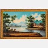 Landscape with River by Zubek, Oil on canvas, offered Aug 2022