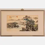Fishing on the River in Spring by Bai Quan, Ink and watercolor on paper, offered Aug 2022