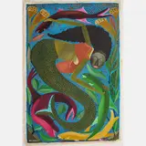 Mermaid and Fish by Gelin Buteau, Oil on canvas, offered Jul 2022