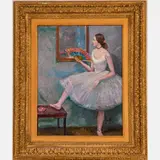 Dancer with Red Fan by Louis Kronberg, Oil on canvas on board, offered Jul 2022