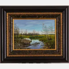 Polish Meadow by Marian Jakubik, Oil on canvas, offered Jul 2022