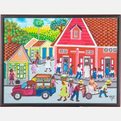 Town Scene by Wagler Vital, Oil on canvas, offered Jul 2022