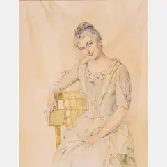 Portrait of Harriet Jeanette Sawyer by Maud Humphrey Bogart, Watercolor, offered Jul 2022