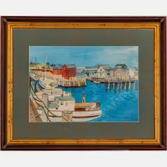 Harbor Scene by Lloyd D. Bower, Watercolor on paper, offered Jul 2022