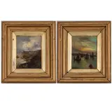 Sundown off Sheerness and Morning Reculvers Herne Bay,Two by John Smith Williamson, oil on canvas, offered Jul 2022