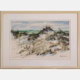 Beach Scene with Seagulls by Robyn Hill, Watercolor and gouache on paper, offered Jul 2022