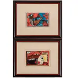 Untitled,Two by Bob Almer, ink on embossed paper, offered Jul 2022