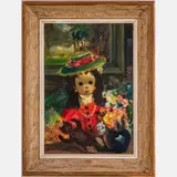 Big Eyed Little Girl by Bonanno Pisano, Oil on canvas, offered May 2022