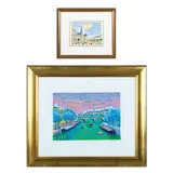 La Seine a Ciel Rose and La Conciergerie, A by Jean Claude Picot, serigraph and lithograph, offered Aug 2016