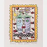 Kiss Kiss, Hand-cut by James Rizzi, silkscreen with 3D construction, offered Jul 2016