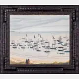 Coastal Scene with Figures and Boats by Nadia Benois, Oil on canvas, offered Sep 2015