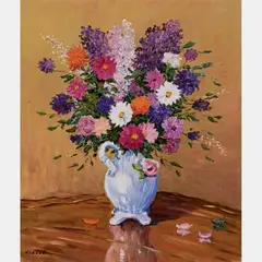 Bouquet de Fleurs Alstoemeria by Laurent Vialet, Oil on canvas, offered Sep 2015