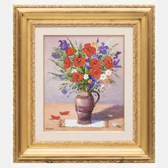 Bouquet de Coquelicots by Laurent Vialet, Oil on canvas, offered Sep 2015