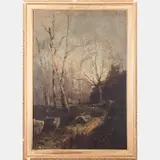 Forest Scene by Emil Jakob Schindler, Oil on board, offered Sep 2015