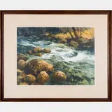 River Scene by Don Getz, Acrylic on paper, offered Sep 2015