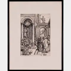 The Presentation of the Virgin at the Temple (B. 81; M, Holl 193; S.M.S. 171) by Albrecht Durer, Woodcut, offered Sep 2015
