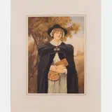 Pilgrim Woman Holding a Book and Purse by James Dromgole Linton, Watercolor, offered Sep 2015