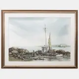 Coastal Scene by Fred Leach, Watercolor, offered Sep 2015