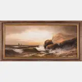 Rocky Coastal Scene by William Henry Chandler, Pastel, offered Sep 2015