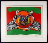 Appel (Dutch, 1921-2006) Cat on Cat on Green, 1977, Color by Johann Careel, lithograph, offered May 2015