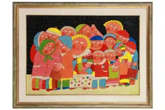 Jour de ecole by Luigi Pillitu, acrylic on board, offered Oct 2020