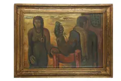Untitled by Samir Rafi, oil on board, offered Oct 2020