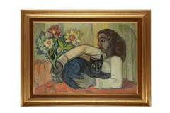 Untitled by Samir Rafi, oil on board, offered Oct 2020