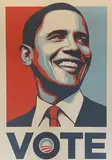 Vote 2008 offset lithograph number 4586 of 5000 copies, published by Obey Giant, paid for by Obama for America 97 x 63cm Framed & glazed ARR by Shepard Fairey, lithograph, offered Oct 2020
