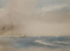 Coastal scene with a pier by Roland Vivian Pitchforth, watercolour, sold Mar 2018