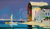 Near St Tropezsigned and by Cecil Rochfort D'Oyly-John, oil on board, sold Mar 2018