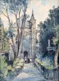 2 watercoloursLe Frouet St Barbe and Notre Dame de la Clarte Perras by Emile Appey, watercolor, sold Mar 2018