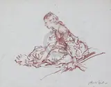 Sanguine chalkStudy of a Spanish girlsigned6 x 7 by William Russell Flint, drawing, sold Mar 2018
