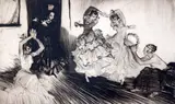 Flatter and Wheel' signed in ink 8.25 x 14in by William Russell Flint, etching, sold Mar 2018