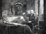 EtchingAbraham Francen by Rembrandt Harmensz van Rijn, etching, sold Mar 2018