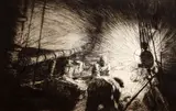 Sorting the Catch' signed in ink, 6/75 12 x 8.75in., unframed by Arthur Briscoe, etching, sold Mar 2018
