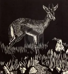 Untitled by William Kermode, linocut, sold Mar 2018