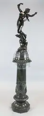 La Muse' signed in the bronze with foundry stamp H.3ft 3in., on a green serpentine pedestal H.3ft 4in by Félix Charpentier, bronze, sold Mar 2018