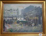 Woolwich Market by John Rosser, oil on board, sold Mar 2018