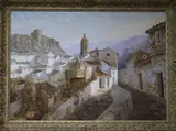 View of Spanish village signed, 62 x 90cm by Manuel Cuberos, oil on canvas, sold Mar 2018