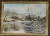 River landscapes, a pair by John Dean, oil on canvas, sold Mar 2018